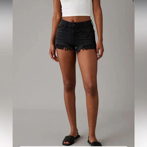 black destroyed American Eagle hi rise shortie denim shorts size 4